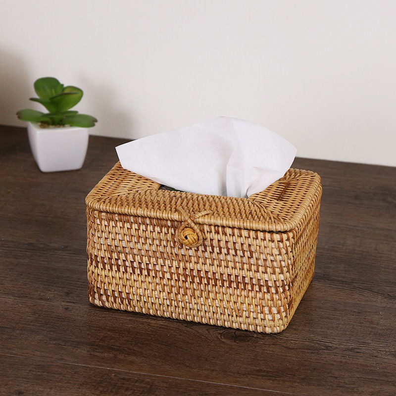 越南秋藤迷你紙巾盒 抽紙盒 茶具收納盒 正方形餐廳餐巾盒