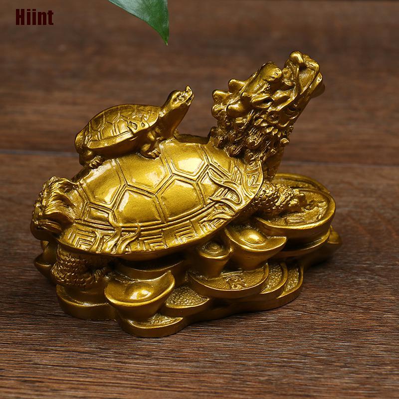 [dhiinto] 1 件黃金風水龍龜烏龜雕像雕像硬幣錢財運