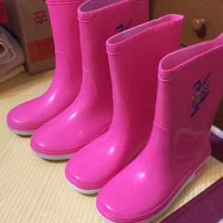 MIT台灣製日日新女童高筒短筒亮粉色雨靴雨鞋防水鞋