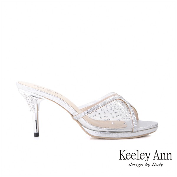 Keeley Ann 唯美水鑽透膚膠片高跟拖鞋(1310032)