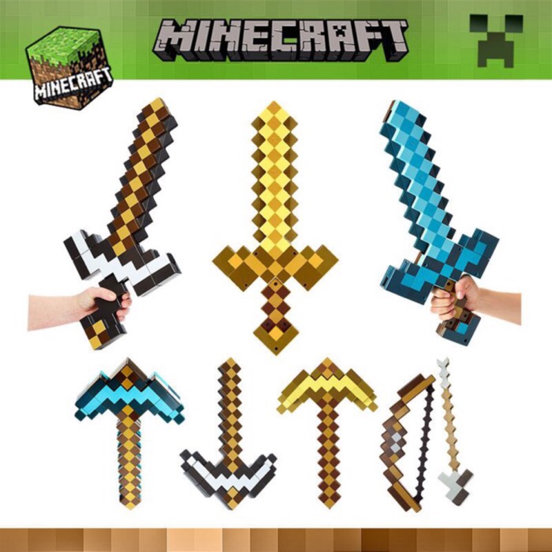 台灣現貨 實拍圖官方版創世神我的世界minecraft鎬和劍二合一玩具塑料劍鎬可彈射弓箭紫色附魔弓箭cosplay道具 蝦皮購物