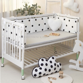 北歐風寶寶嬰兒床純棉巧克力雙面花色床圍 嬰兒床三件組