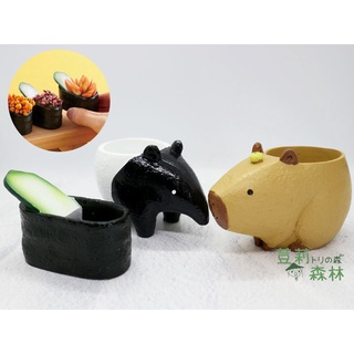 日本 迷你 多肉植物 盆栽 馬來貘 水豚 壽司 迷你盆栽 造型花器 動物盆栽 花盆花器 動物 一吋盆栽 樹脂花盆 卡皮巴