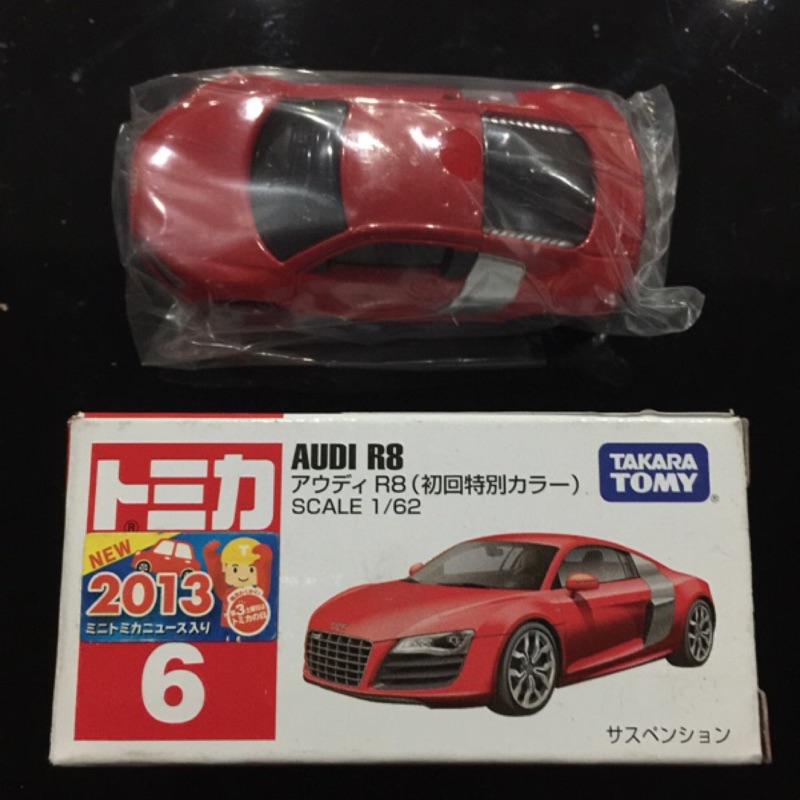 絕品現貨TOMICA 6 多美小車AUDI R8 (紅色初回有車貼）全新