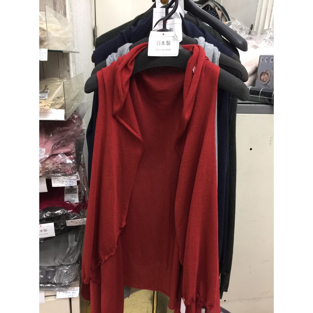 日本製 2way 圍巾 披肩 磚紅色