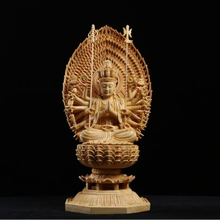 【東天佛俱】檜木千手觀音 坐蓮千手觀音 佛像木雕 供奉擺件 居家擺飾