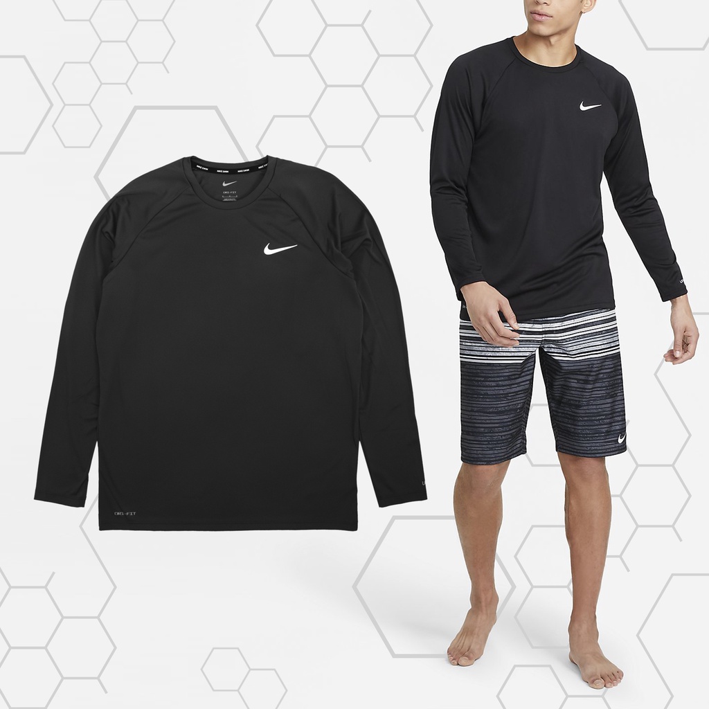 Nike 長袖 Essential 男款 黑 防曬衣 長T 快乾 抗UV 抗紫外線【ACS】NESSA587-001