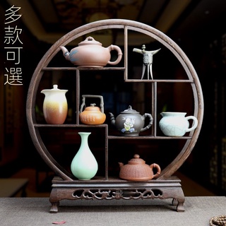 ♥免運♥ 博古架 置物架 茶壺展示架 木人居鷄翅木小博古架茶壺架子 紅木中式多寶閣 實木展示架擺件