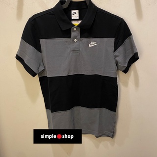 【Simple Shop】NIKE LOGO 刺繡 POLO衫 運動短袖 黑灰 條紋 POLO衫 DM6951-010