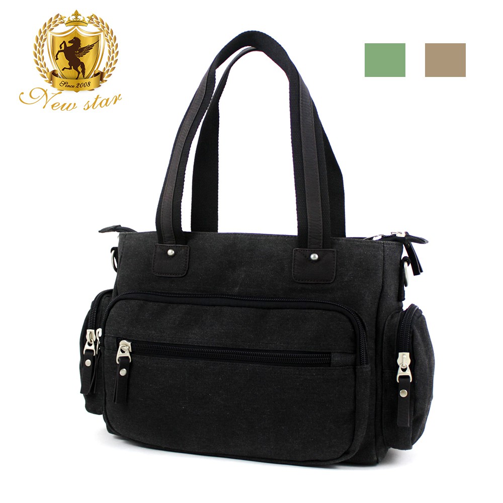 NEW STAR 肩背包男 素面多口袋帆布包包 側背包 托特包 旅行袋 男 女 男包 現貨 BB20