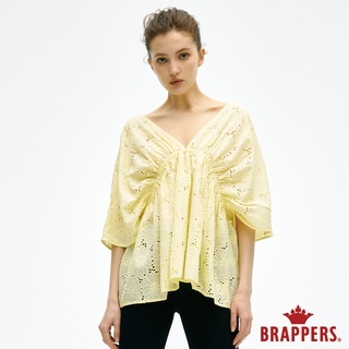 BRAPPERS 女款 V領傘狀縮腰上衣-淺黃