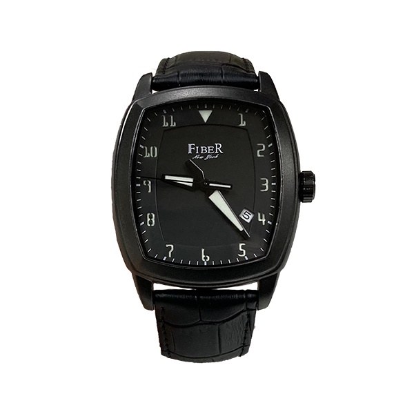 【FIBER】時代廣場經典酒桶簡約機械腕錶-全黑款/FB8010-02-2DLC/台灣總代理公司貨享一年保固
