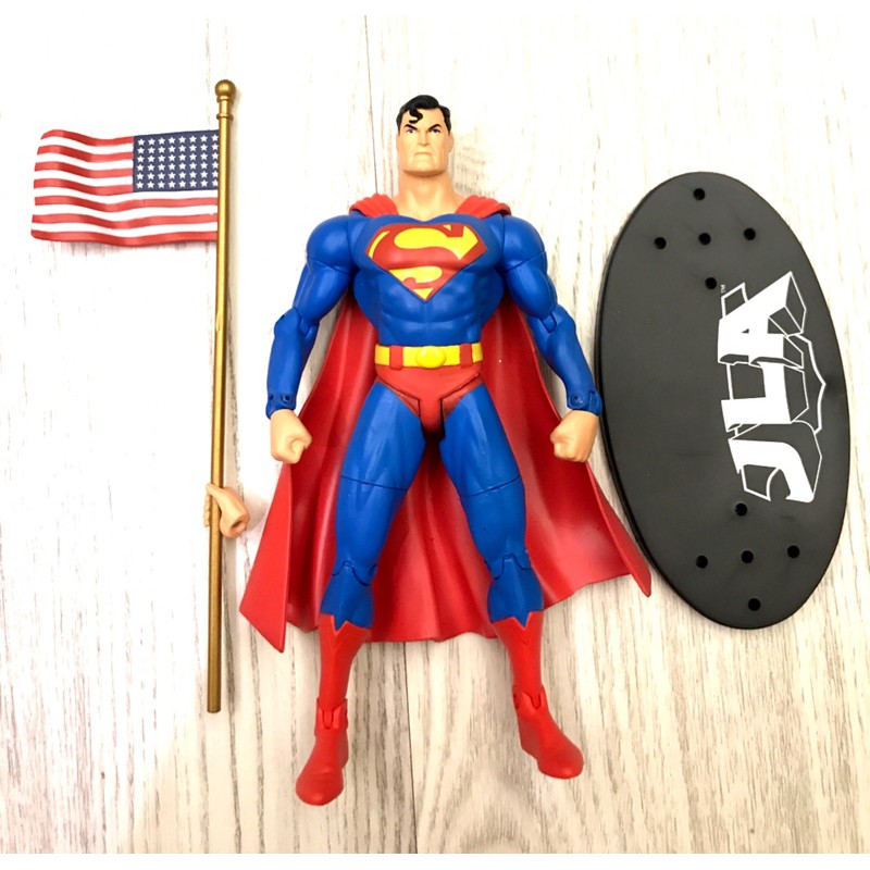 {克拉克玩具}絕版 JLA 超人 Superman 7吋 美國 國旗 可動公仔