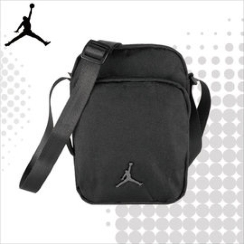 Nike Jordan MINI 金屬LOGO AJ 喬丹 飛人 小方包 側背包 肩包 全黑9A0070-023