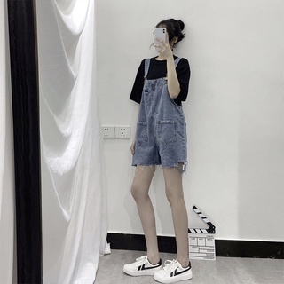 JACOOBS|夏季新款 韓版ins寬鬆減齡高腰小個子闊腿牛仔背帶短褲女