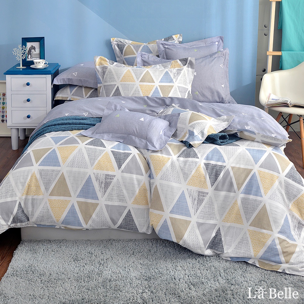 La Belle 100%精梳純棉 兩用被床包組 單/雙/加/特 格蕾寢飾 幾何空間 防蹣抗菌 吸濕排汗 純棉