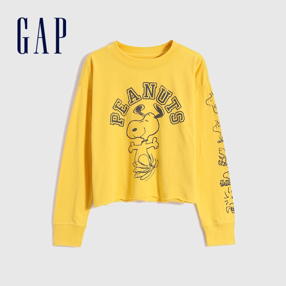 Gap 女童裝 Gap x Snoopy史努比聯名 長袖T恤-金黃色(736335)
