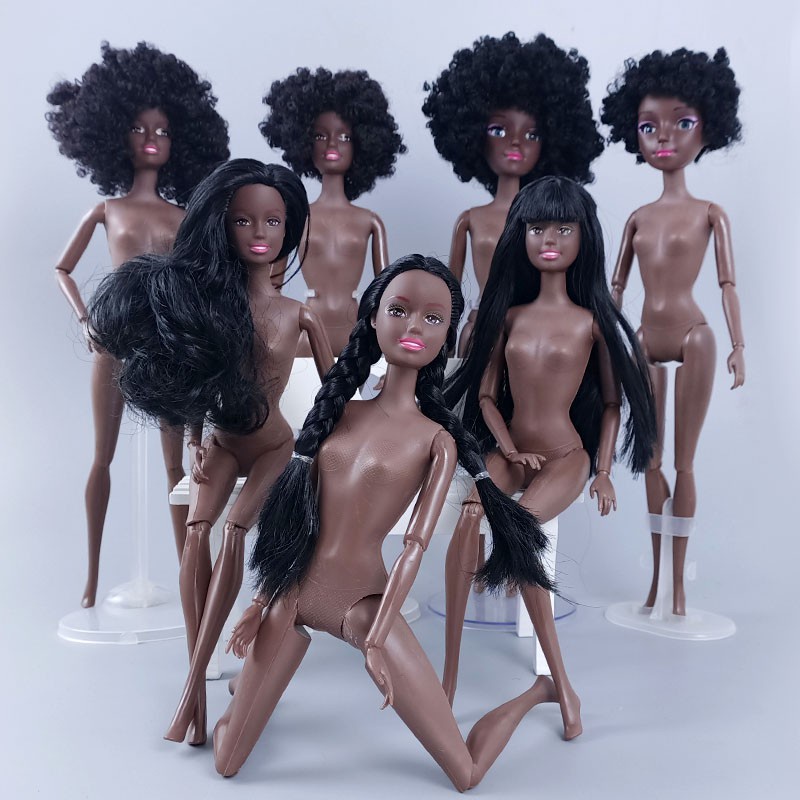 ◆✆芭比娃娃11關節黑人素體娃娃 身體 裸娃6分娃娃黑色娃娃身體 30公分黑人娃娃模特黑色11關節素體 黑人娃娃