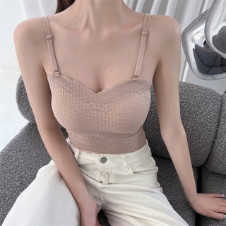 胖胖美依 上衣 吊帶衫 小可愛 內搭 新款抹胸打底內衣女蕾絲邊吊帶背心修身美背短款上衣MB070-6530.