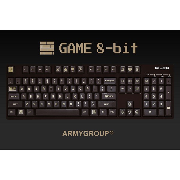 【改裝軍團】[SN19499] ARMYGROUP 英文版 GAME 8-bit 黑金 121Keys PBT鍵帽組