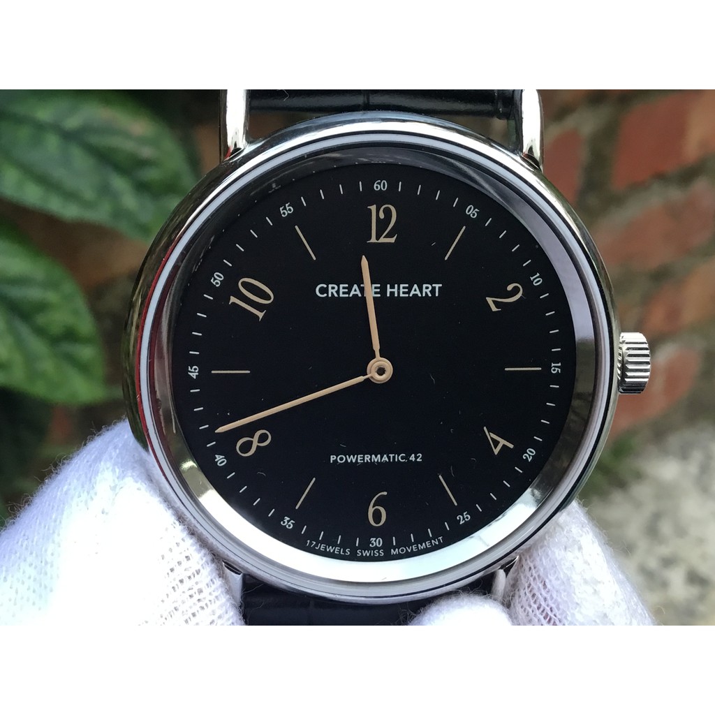 全新未使用 精品錶 瑞士製造 CREATE HEARE 錶徑39mm ETA7001 手上鍊 藍寶石水晶 (黑面)