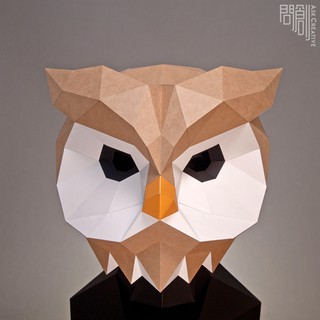 問創設計 DIY手作3D紙模型 禮物 面具 頭套 面具系列- 貓頭鷹頭套