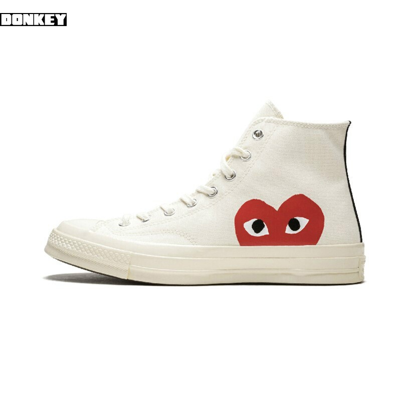 cdg converse white high tops