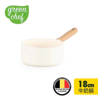 【GreenChef】東京木紋系列18cm不沾鍋單柄湯鍋(奶油白)