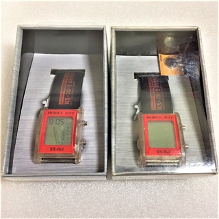 【玩具櫃】日本朋友寄來 鋼彈 GUNDAM D-WATCH RX-78-2 黑錶帶 電子錶 (正常*1+故障*1)一起賣