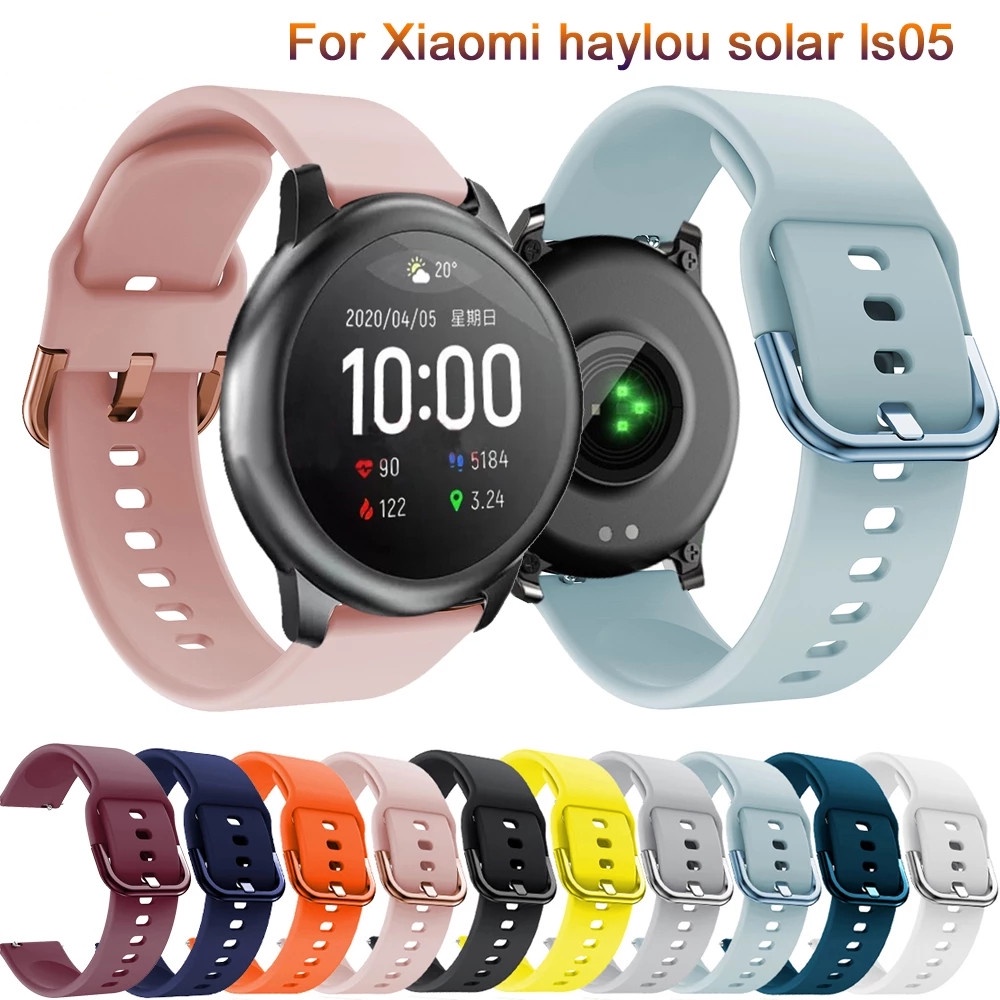 22MM 適用於小米Haylou Solar LS05錶帶 運動手錶矽膠更換錶帶 手錶手鍊配件替換腕帶 時尚防水透氣表帶