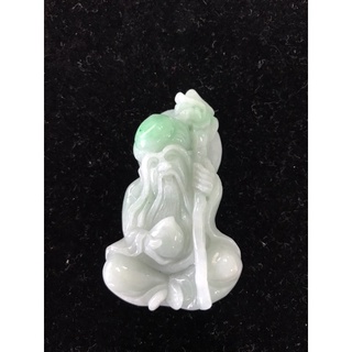 【如玉石專賣】促銷🔥壽翁 握桃 長壽象徵 手工雕刻 絕版品 翡翠玉石 (A貨)掛件 天然礦石 附保證書及精美禮盒！！！
