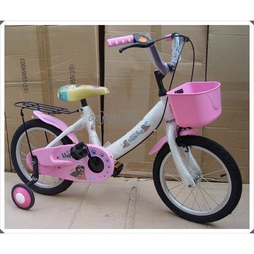 ♡曼尼2♡兒童自行車 台製 16吋 cool~狗 腳踏車  童車 全配/臀座加寬/打氣輪/鋁框/小籃子/免組裝 粉