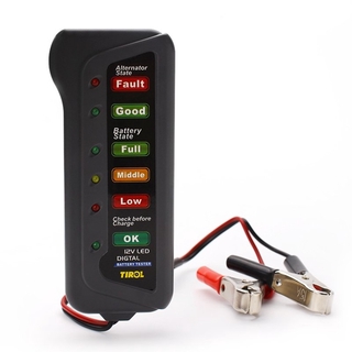 1個 汽車 機車 電瓶 電壓錶 蓄電池檢測器 電瓶檢測器 6-LED顯示屏