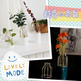 臺灣現貨 🦄鐵藝小花瓶 陶瓷 花瓶 花盆 工業風 北歐 花器 乾燥花花瓶 簡約 鐵架 水培 擺拍 桌面裝飾 擺件 插花