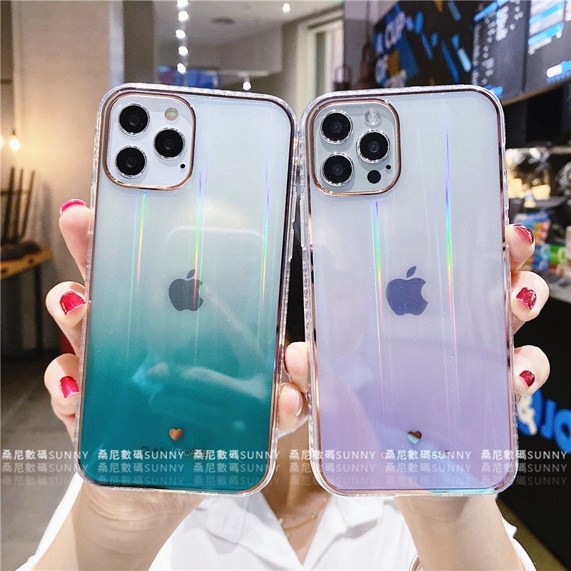 極光漸層手機殼透明硬殼鐳射簡約手機殼iphone 11 12 Pro Max Xr Xmax 8plus 蝦皮購物