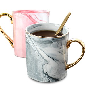 【堯峰陶瓷】北歐風大理石紋描金馬克杯 陶瓷咖啡杯 (單入) |大理石紋| 陶瓷咖啡杯 茶杯水杯 情侶親子|客製化商品