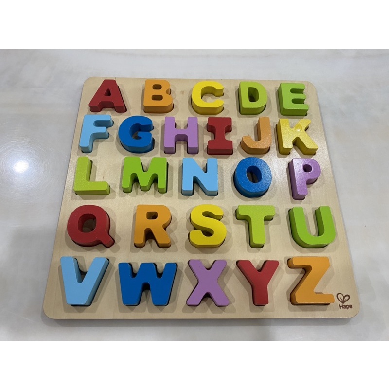 [2手］德國 Hape 大寫 英文字母 立體木拼圖 積木