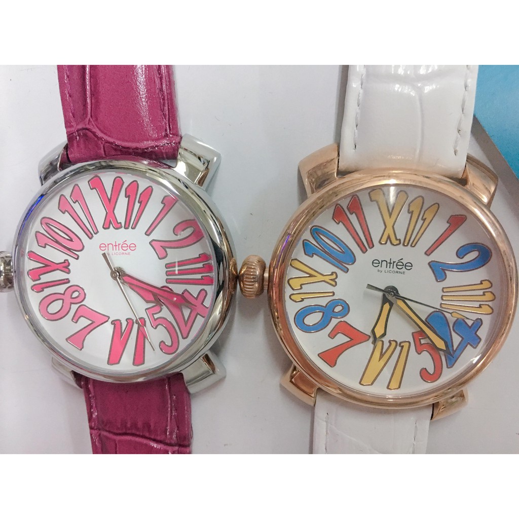 LICORNE Entree炫彩時刻米蘭時尚真皮錶帶腕錶