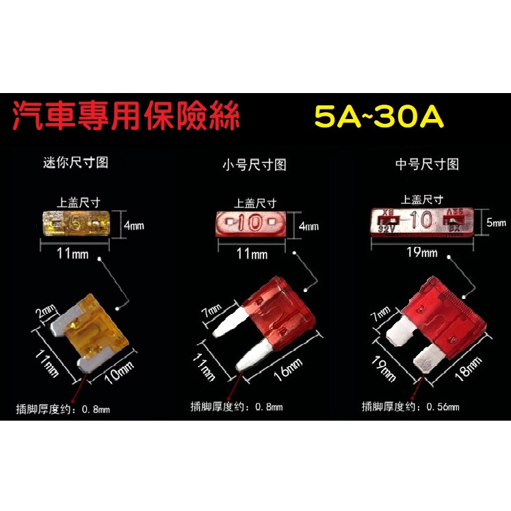 汽車機車保險絲 M型保險絲 插式保險絲 音響保險絲 5A 10A 15A 20A 25A 30A 1688ing