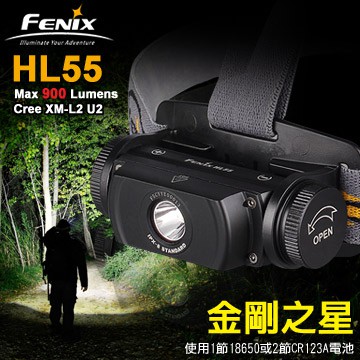 Fenix HL55 一體式頭燈(亮度高達900流明,僅用一顆18650電池)