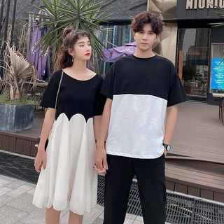 【COUPLE】📣📣2022情侶裝夏裝小眾設計連衣裙上衣你衣我裙