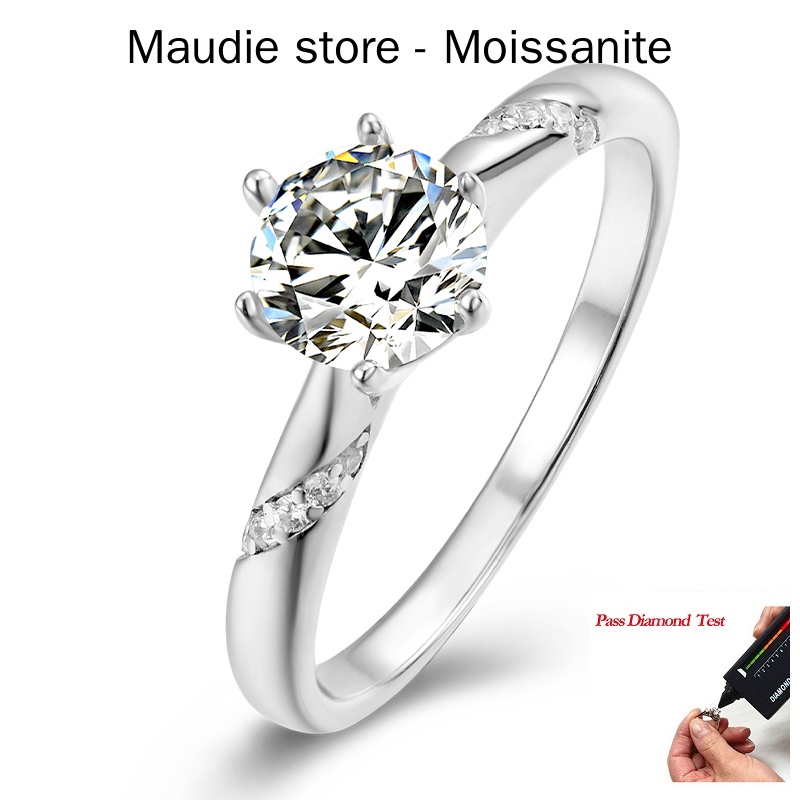 真正的莫桑石鑽石女士戒指,帶 GRA 認證訂婚女士莫桑石戒指