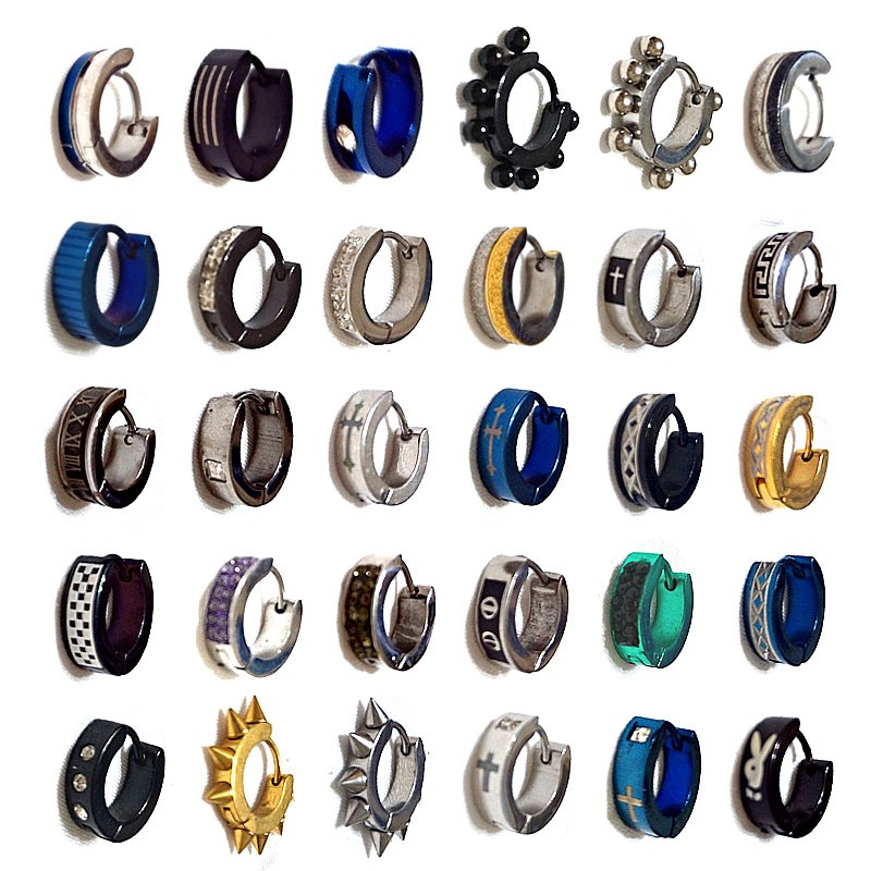 鈦鋼龐克耳環 耳夾 耳扣 耳針 多款任選 無耳洞可 單顆價 惡南宅急店【0046D】