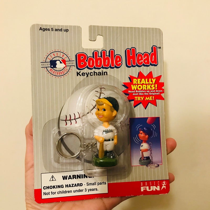 1997 MLB Bubble Head Athletics 奧克蘭運動家隊搖頭娃鑰匙圈 美系老玩具 翁李萬老雜貨洋行