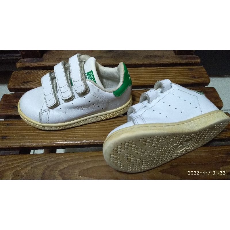 adidas Stan Smith CF 白綠  14.5 皮革 童鞋  M20609 二手 5成新 三重 自取面交