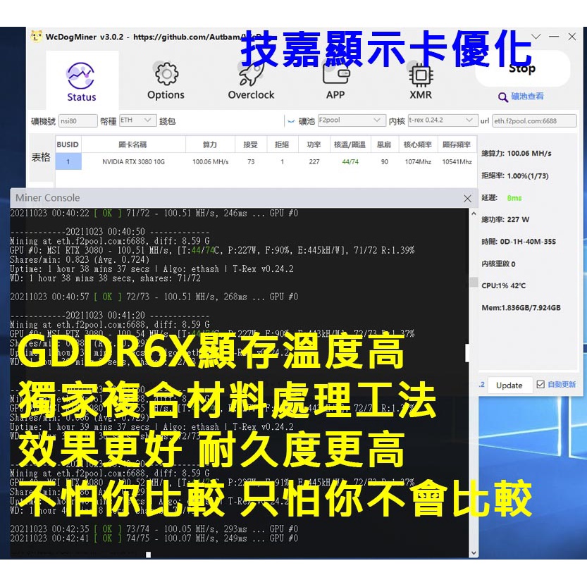 技嘉RTX3080顯示卡 專業散熱優化加強處理，複合處理工法，效果好更耐久，非直接更換導熱墊片的簡單處理