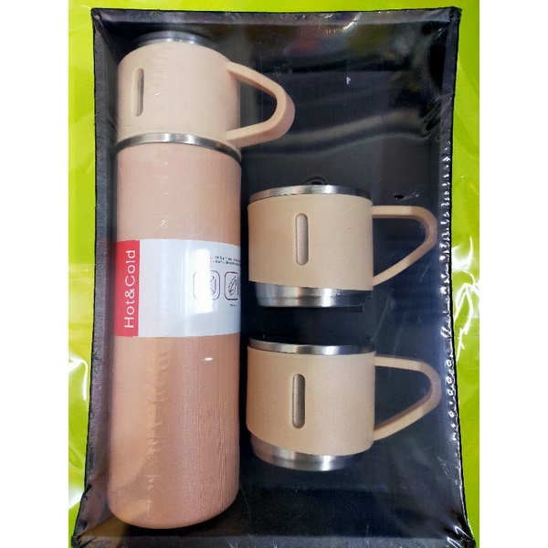 Vacuum Flask Set粉色保溫瓶咖啡杯咖啡瓶500mI分享杯