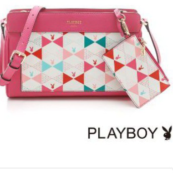 PlayBoy bunny bow桃紅色斜背包二手品