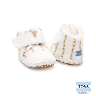美國 TOMS童鞋 白色金蔥條紋刷毛嬰兒鞋 休閒鞋（10公分）