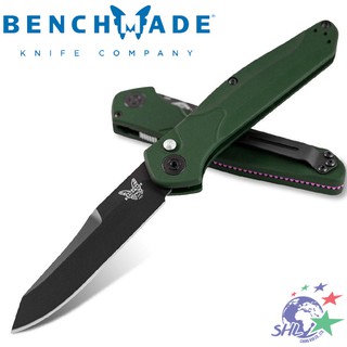 Benchmade AUTO Osborne 綠鋁柄自動側彈黑刃折刀/ CPM-S30V / 9400BK【詮國】